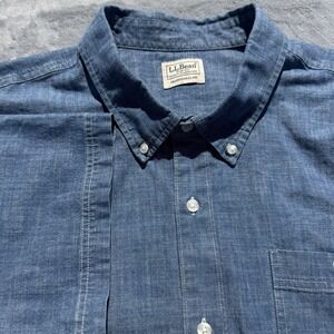 L.L. Bean Men's Comfort Stretch Chambray Shirt, Untucked Fit, Short-Sleeve 3XLT